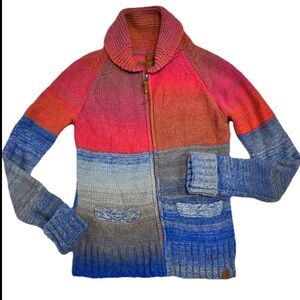 Aritzia TNA Cowichan Lambswool Zip-Up Sweater Multicolor Size Medium